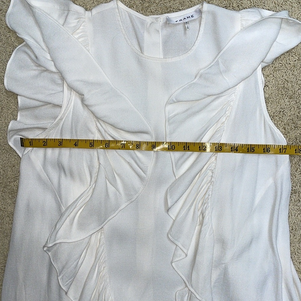 Frame Flutter Ruffled Tie Front Button Back Top I… - image 5